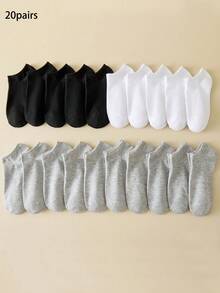 1/5/10/15 Pairs Multi-Color Unisex Daily Wear Fashion Versatile Socks Breathable Boat Socks Simple Casual Low-Cut Socks Moisture-Wicking Simple Style - Multicolor - View 8