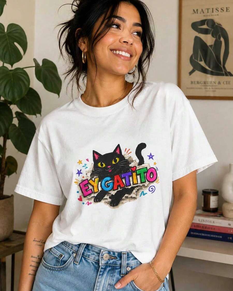 Bilingual Beautiful Slogan Comfortable Fabric Latin-Inspired Everyday Versatile Casual Short-Sleeve Unisex Summer T-Shirt Blusas Elegante Verano Mujer - White - View 1