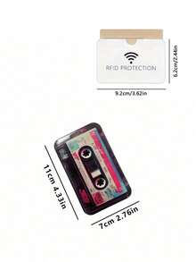 Vintage Cassette Tape Design ID Card Holder With Anti-Loss Lanyard And Easy-Snap Buckle,Vertical ID Card Holder With Neck Strap,For Work Office School - Multicolor - View 11