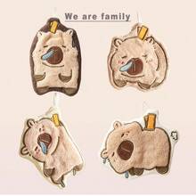 1pc Capybara Hand Towel With Hook, Coral Fleece Towel For Table Cleaning, Hanging Cute Hand Towel, Bathroom Small Towel For Hand Washing, Kitchen Absorbent Cloth, Multiple Styles Available - Multicolor - View 6