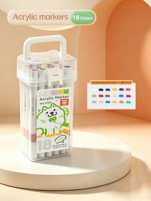 18pcs/36pcs/48pcs/58pcs/80pcs/100pcs/120pcs Colorful Acrylic Markers, Suitable For Stone Painting, Ceramics, Wood, Plastic, Calligraphy, Scrapbooking, Brush Lettering, Greeting Card Making, DIY Crafts - Multicolor - View 19