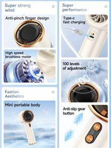 Portable Handheld Fan With Digital Display, 1-100 Adjustable Speed Turbo Fan, Long-Lasting Rechargeable Battery, Summer Travel Essential, Unisex Holiday Must-Have - Multicolor - View 11