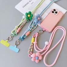 1pc Portable Colorful Braided Phone Lanyard, Adjustable Crossbody Strap, Anti-Lost Wrist Strap, Outdoor Minimalist Style - Multicolor - View 2