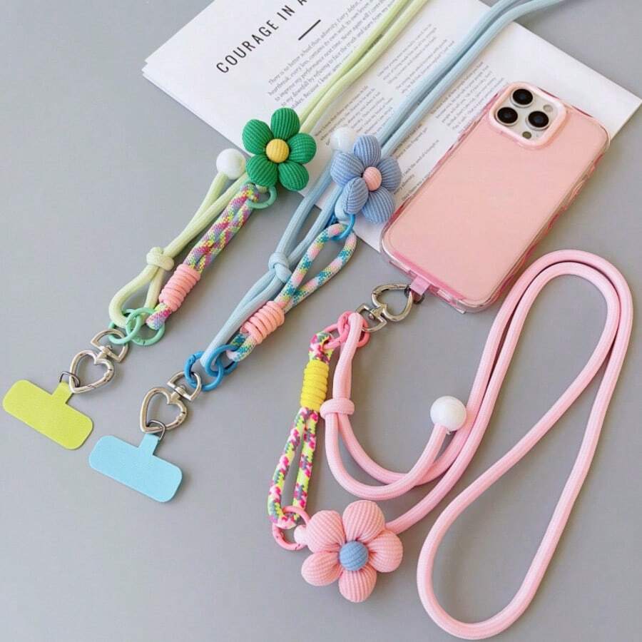 1pc Portable Colorful Braided Phone Lanyard, Adjustable Crossbody Strap, Anti-Lost Wrist Strap, Outdoor Minimalist Style
