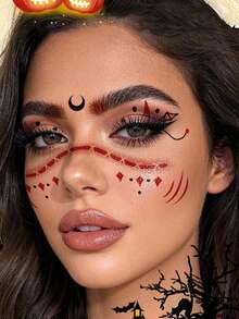 1pc Halloween Face Eye Makeup Stickers Eye Liner Eyeshadow Temporary Tattoo Stickers For Women Girls Holiday Party Cosplay Accessories - Multicolor - View 6