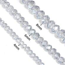 1顆 4/6/8mm 高品質刻面透明淺藍灰色扁圓玻璃珠，透明隔珠，適用於手工DIY手鍊、項鍊、耳環、珠寶、配件、鞋子、服飾材料、裝飾珠 - 霧霾藍 - 查看 6