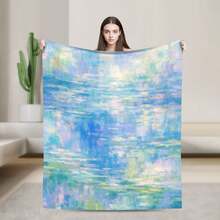 1PC Blanket Available In Multiple Sizes Impressionistic Pastel Water Gentle Dreamy Hues. All-Scenario Blanket, Niche Holiday Home Item. - Multicolor - View 8