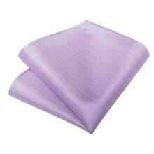 5Pcs Men Lilac Tie Pocket Square Cufflinks Boutonniere Tie Clip Set, Random Cufflink Pattern, Suit Accessories For Wedding - Lilac Purple - View 3