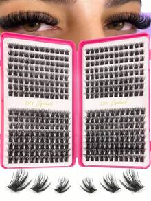 Large Capacity Box DIY Single Cluster False Eyelashes, Thick And Fluffy Lash Bundles, Black And Flexible Fibers, Full And Dimensional Cluster Shape, Neatly Arranged Sections, Flip-Top Storage Box For Easy Carrying And Storage, Can Be Done At Home, Beginner-Friendly, Suitable For Daily Makeup And Atmospheric Looks - D - View 1
