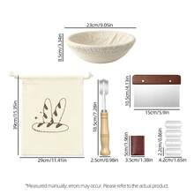 23cm Round/25cm Oval Bread Fermentation Basket Set, Includes Liner, Wooden Handle Dough Scraper, 5-Blade Lame, Storage Box And Storage Bag, Sourdough Baking Kit - - - View 8