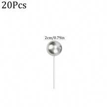 10pcs/20pcs 2cm/2.5cm/3cm/4cm Silver Spherical Cake Toppers, Multi-Size Pearl Balls, DIY Cake Decorations For Wedding, Birthday, Anniversary, Party - Silver - View 10