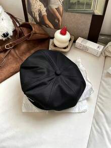 Women's Coffee Bear Leather Buckle Cloud Hat Newsboy Hat Beret Autumn And Winter Versatile Warm Octagonal Baseball Cap Suitable For Daily Use - Multi-color - View 8