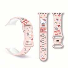Miniso 可愛三麗鷗矽膠替換錶帶，柔軟彈性透氣舒適腕帶，相容 Apple Watch Ultra/SE/11-1，相容 Samsung 與 Honor 智慧手錶，多尺寸 38-49mm，男女通用，送給家人與朋友的理想禮物 - 白色 - 查看 3