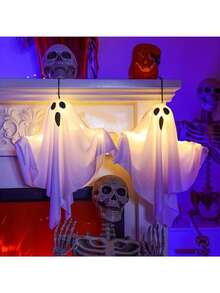 Halloween LED Hanging Ghost Light, Battery Powered Decorative Ghost Lamp, Create Holiday Atmosphere, Non-Waterproof Ceiling/Desktop Lighting, Toggle Switch - Multicolor - View 3