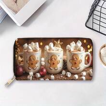Long Wallet, Featuring Gingerbread Cup And Cloud Berry Candy, Multi-Functional Design With Card Slots And Coin Pocket. This Stylish Double Zipper Handbag Is Perfect As Outdoor Gift For Men And Women. - A - View 6