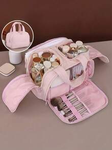 Extra Large Capacity Travel Toiletry Bag 4 Compartments Makeup Organizer With Handle Space-Saving Multi-Function Portable Travel Storage Bag Women's Travel Accessory Gift - 4-opening Makeup Organizer Bag - View 12
