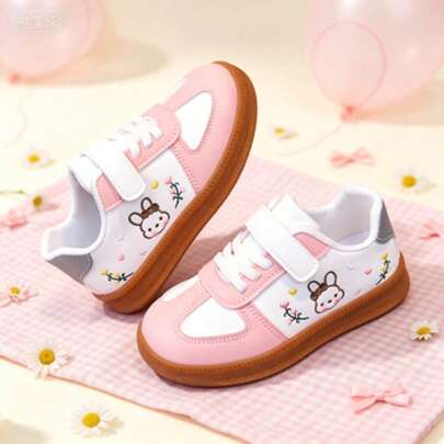 1 Pair Girls' New Soft Sole Embroidered Comfortable Casual Shoes, Versatile Lightweight Non-Slip Daily Sports Shoes