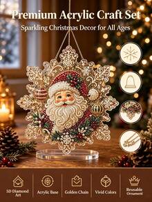 2D DIY Diamond Painting Acrylic Hanging Ornament Set, Sparkling Crystal Rhinestone Christmas Tree Hanging Decor, Suitable For Adult Beginners Craft Kit, Cozy Winter Holiday Home Decoration, Ideal Christmas Holiday Gift For Craft Enthusiasts - Sets - View 8