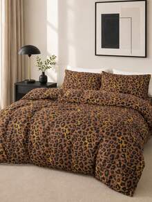2/3pcs Leopard Print Duvet Cover,All-Season,Machine Washable Fade Resistant Pilling Free Shrink Proof Wrinkle-Resistant,Suitable For Various Styles Such As Modern Luxury Style And Minimalist Style, Easy Care Bedding Set For King/Queen/Full/Twin Size. - Multicolor - View 1