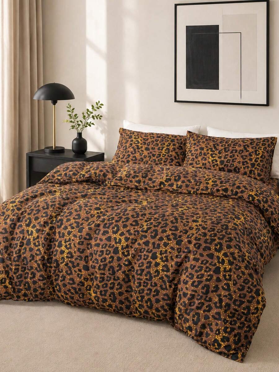 2/3pcs Leopard Print Duvet Cover,All-Season,Machine Washable Fade Resistant Pilling Free Shrink Proof Wrinkle-Resistant,Suitable For Various Styles Such As Modern Luxury Style And Minimalist Style, Easy Care Bedding Set For King/Queen/Full/Twin Size. - Multicolor - View 1