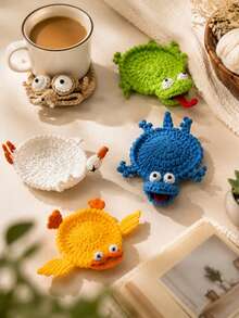 Handmade Crocheted Lizard Coaster, Cute Animal Coaster & Small Storage Organizer, Creative Cartoon Yarn Coaster, Movable Head And Tongue, Fun Coffee Cup Coaster, Suitable For Outdoor Camping, Finished Product - Multicolor - View 3