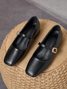 女款方頭低楦頭 3cm 粗跟高跟鞋，咖啡色拼色，時尚百搭高端鞋款，適合舞會、派對、晚餐、宴會 - 黑色 - 查看 4