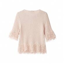 DEEKA Autumn New Women's European And American Style Fashion Minimalist Versatile Design Niche Tassel Knit Top Jacket - Pink - View 5