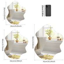 1pc Asymmetrical Black Wall Mirror - Asymmetrical Modern Vanity Mirror, Suitable For Bedroom, Entryway Or Living Room - Wall Decor - Multicolor - View 3