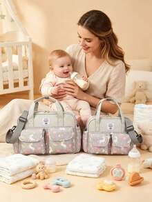 1pc LEQUEEN Oxford Fabric Maternity Multi-Function Crossbody Mommy Bag, Fashionable Mother & Baby Bag, Casual Outing Storage Bag, Handheld Hospital Bag Suitable For Storage Use - Multicolor - View 3