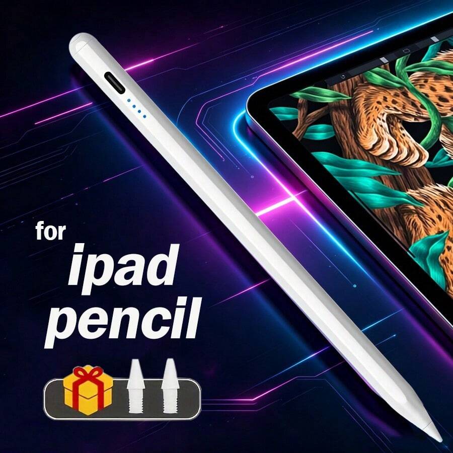 相容 Apple Pencil 電容式觸控筆，1/2 尺寸，防誤觸，多色可選，磁吸附，適用於最新 Apple 平板電腦，相容 Pro、Mini、6、Air (2025, 2024, 2023, 2022, 2021, 2020, 2019, 2018)，相容 Apple Pencil，筆電容量 90mAh