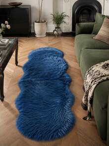 Soft Fluffy Rug Navy Blue Area Rug,For Bedroom,Living Room,Study,Office,Non-Slip,Living Room Rug,Bedroom Rugs,Bedside Rug,Faux Fur Rug,Decorative Rug,Shaggy Rug,Bedroom Decor,Home Decor,Autumn Home Decor,Room Decor - Navy Blue - View 3