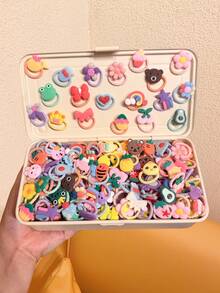 Random 10/20/30/40/50pcs/Set Girls Cartoon Animal, Rainbow, Cloud, Bow, Flower, Watermelon Cute Princess Small Elastic Hair Ties, Hair Accessories For Daily Use - Multicolor - View 7