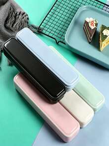 1/4pcs Portable Cutlery Storage Box, Knife Fork Spoon Chopsticks Box, Colorful Extended Storage Box, PP Material Straw, Chopsticks Portable Storage Box, Portable Travel Cutlery Set, Travel Cutlery Set, Large Cutlery Storage Box, Kitchen, Office - Multicolor - View 2