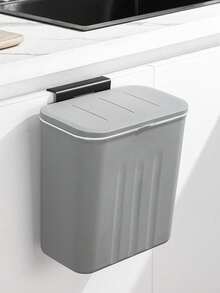 2-In-1 Wall-Mounted Trash Can, Quiet Closing Rectangular Plastic Waste Bin, Suitable For Bathroom, Kitchen And Office, Space-Saving Design, Easy Installation, No Power Required - Multicolor - View 7