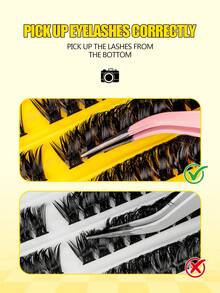 MEM A Set Of 180 Segmented D-Curl Individual False Eyelashes-Including Glue, Remover, And Tweezers-Perfect For DIY Application At Home; Creates A Thick, Voluminous Look That Effectively Enhances And Enlarges The Eyes. Ideal For Halloween. - Black - View 8