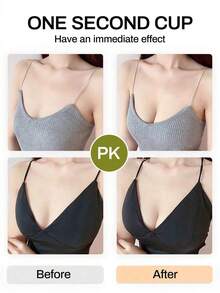 1 Pair Round Cup Elastic Self-Adhesive Bra With Invisible Shoulder Straps, Front Closure Design, Provides Chest Support, Is Comfortable And Reusable, Suitable For Pairing With Tank Tops, Swimsuits, Bikinis And Deep V-Style Clothing. - Multicolor - View 4