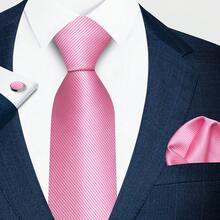 AlanKing Solid Color Men's Tie, Pocket Square And Cufflinks 3-Piece Set, The First Choice For Formal Business, Wedding And Banquet Suit Matching - Multicolor - View 8