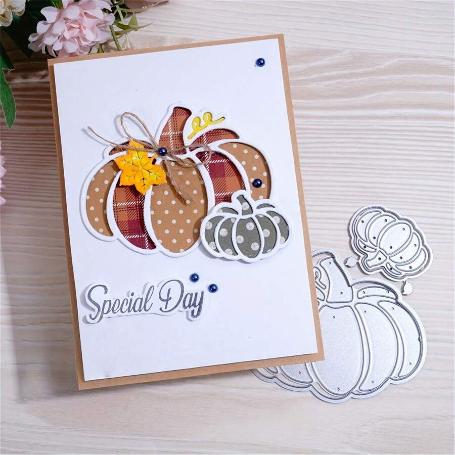 1 buah Cetakan Pemotong Logam Panen Musim Gugur Kreatif, Cocok untuk Templat Scrapbooking Thanksgiving, Dapat Digunakan untuk Membuat Kartu Ucapan, Embossing, dan Dekorasi Album Foto