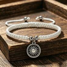 1Pc Vintage Pendant Braided Bracelet Adjustable Boho Nylon Rope Bangle For Women Couple Friendship Beach Jewelry Gift - Sun Black - View 12