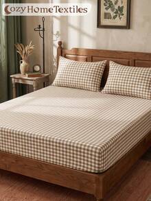 1 ga giường bọc nệm họa tiết kẻ caro, tấm bảo vệ nệm, ga giường mùa thu, thoải mái thoáng khí chống nhăn, giặt máy được, size Đơn/Đôi/Queen/King, đồ giường ký túc xá, dùng cho mọi mùa, không bao gồm gối và vỏ gối, trang trí phòng ngủ, trang trí phòng phong cách mùa thu - Nhiều màu - Xem 10
