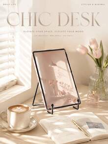 1pc Black Metal Tablet Display Stand, Iron Tabletop Easel Holder, Desktop Display Rack For Tablet PC Photo Frames Decorative Plates Artwork Books Home Office Desk Organization - Multicolor - View 3