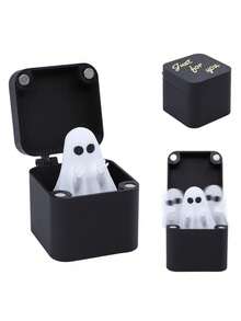 1PC Halloween Little Ghost Fun Prank Gift Box Spooky Prank, Halloween Ghost Surprise Holiday Creative Resin Ornament Gift Mini Frightened Ghost Halloween Surprise Novelty Gifts Garden/Garden Decor Outdoor/Home Decor/Home/Holiday Essentials/Halloween - Multicolor - View 2