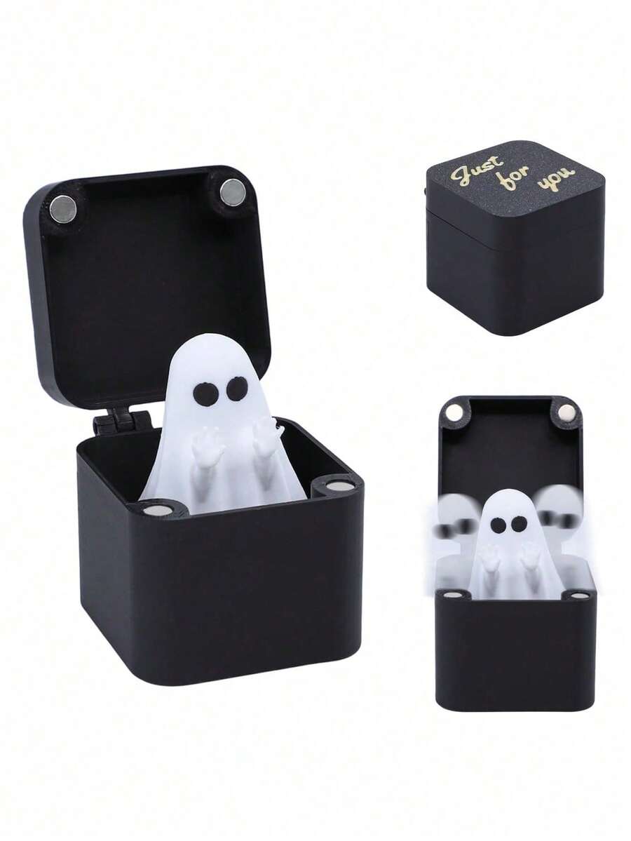 1PC Halloween Little Ghost Fun Prank Gift Box Spooky Prank, Halloween Ghost Surprise Holiday Creative Resin Ornament Gift Mini Frightened Ghost Halloween Surprise Novelty Gifts Garden/Garden Decor Outdoor/Home Decor/Home/Holiday Essentials/Halloween