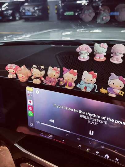 SANRIO Series Hello Kitty My Melody Car Dashboard Rearview Mirror Hanging Ornament, DIY Character Figurine, Random Style And Color Backpack Keychain Pendant Desktop Decoration, Car Ornament, Cute Cartoon Birthday Gift, Elegant Charm Pendant, Cute Accessory, Suitable As Gift, Birthday Decoration, Random Style Desktop Ornament, Ideal For Holidays, Birthdays, Christmas Gifts, Christmas Stocking Fillers, Birthday Gift Bags, Image For Display Only, Product Subject To Actual Item