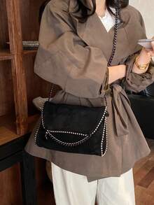 Women's Fashion New Solid Color Rivet Mini Shoulder Crossbody Bag Niche Design Wallet - Black - View 4