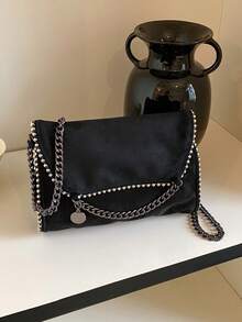 Women's Fashion New Solid Color Rivet Mini Shoulder Crossbody Bag Niche Design Wallet - Black - View 10