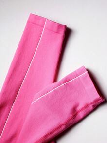 Seamless Contrast Color Shoulder Sports Jumpsuit, Soft & Comfortable Fabric, Tummy Control & Butt Lifting Yoga Jumpsuit Summer - Hot Pink - View 4