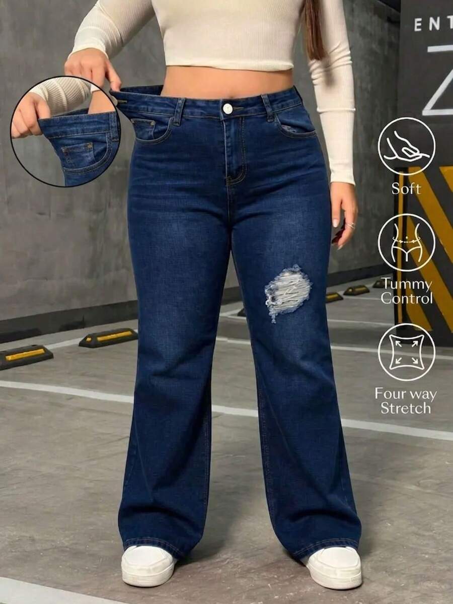 Plus Size Jeans - Deep Blue - View 1