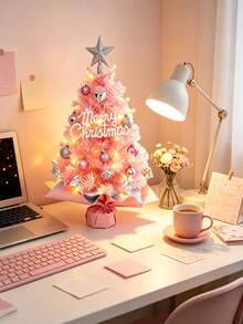 45cm Desktop Mini Christmas Tree, Artificial Small Christmas Tree With Star Top And Hanging Decorations, Home Office Christmas Party Tabletop Holiday Centerpiece (No Lights Included, Lights Need To Be Added Separately) - Multicolor - View 4