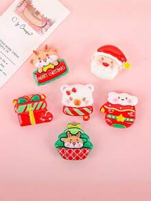 10/30pcs Random Mixed Christmas Creative Handmade Oil Drip Cream Glue Fridge Magnets Resin Accessories Material Pack DIY Phone Case Hair Accessories Hair Clips Earrings Jewelry Small Accessories - Christmas - View 2
